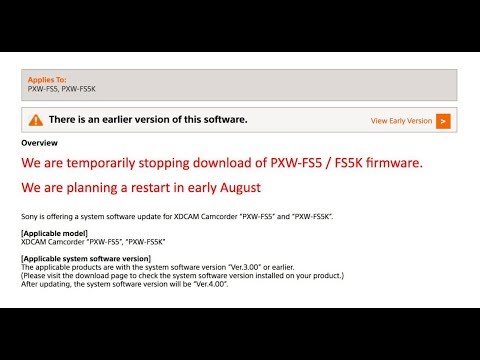 Sony FS5 (PXW-FS5) Firmware Update - ¡FAIL!