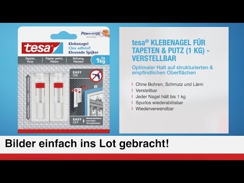 Artikelvideo 1 für tesa Powerstrips Klebenägel für max. 1,0 kg 2,4 x 6,4 cm, 2 St., Artikelnummer 398988