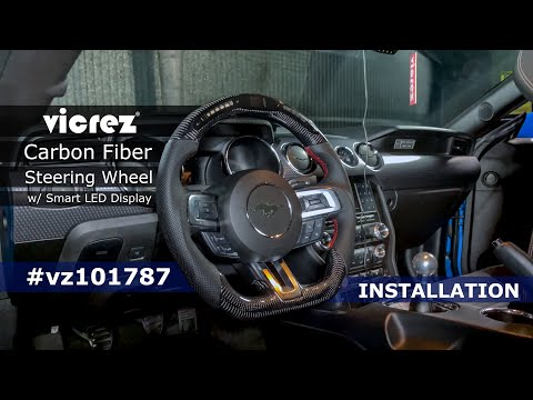 Vicrez Carbon Fiber Steering Wheel+LED Dash Display vz101787 | Ford Mustang 2015-2023 | Installation
