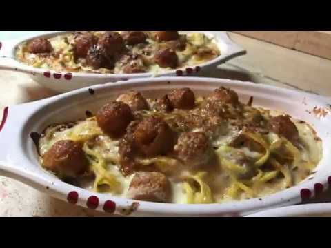 Chitarra gratinata al ristretto di agnello e curry con pallottine cacio e uovo #videoricetta