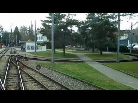 Tram Basel Switzerland 10-passenger tram ride Rodersdorf - Basel-Dornach. Strassenbahn Fahrt 10er
