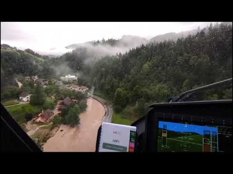 Poplave v Lučah, pogled iz zraka