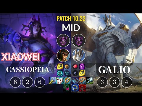 DMO Xiaowei Cassiopeia vs Galio Mid - KR Patch 10.22