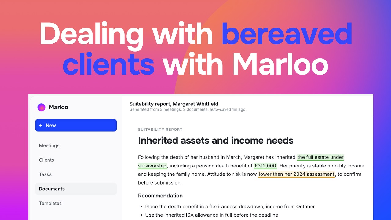From first meeting to advice for a bereaved client, with Barnie
