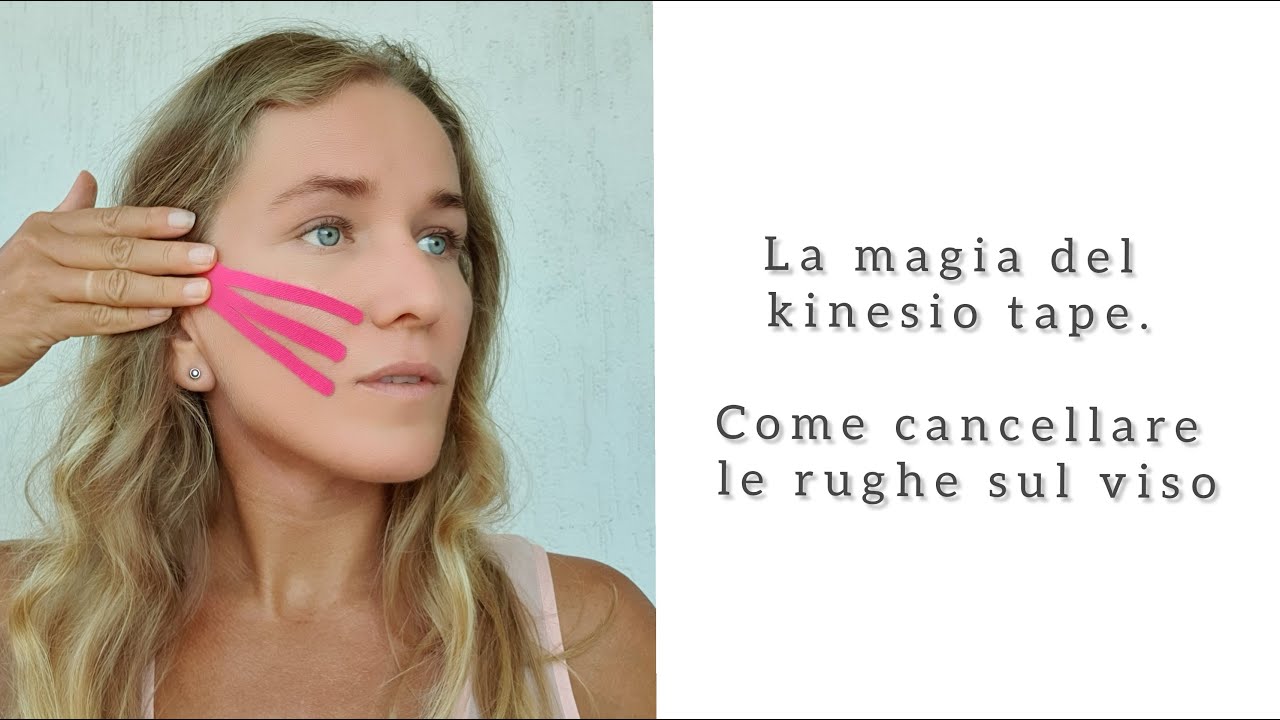 La magia del kinesio tape. come cancellare le rughe sul viso.