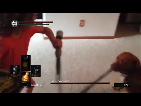 Dark Souls: Real Great Grey Wolf Sif Boss Fight
