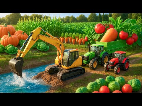 Farm Works: Tractor Digs Hydroponic System for Giant Fruits 🍉🚜