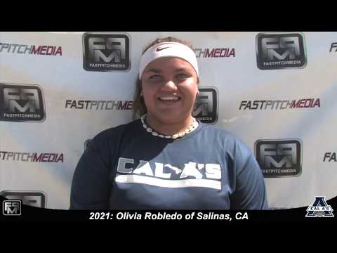 2021 Olivia Robledo Lefty Power Hitter First Base Softball Skills Video - Cal A's - Carter