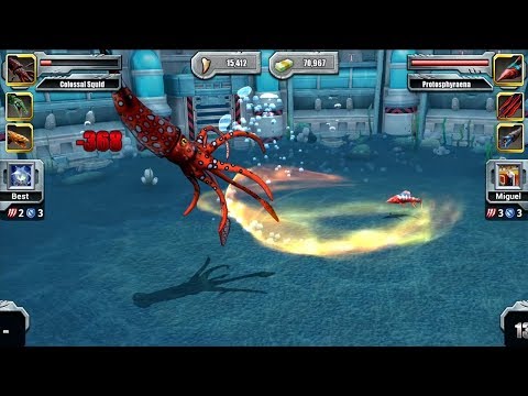 Jurassic Park Builder Aquatic Tournament Android Gameplay - Colossal Squid VS Protosphyraena