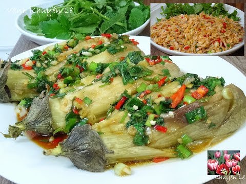 MÂM CƠM 2 MÓN ĂN NGON, Cà Tím Nướng Mỡ Hành Nồi chiên Không Dầu &amp; Tép rang, AIRFRYER by Vanh Khuyen