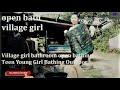 Open Bath Village Girl Beautiful Village Girl Bathroom Open Bathing Teen Young Girl Bathing Outdoor