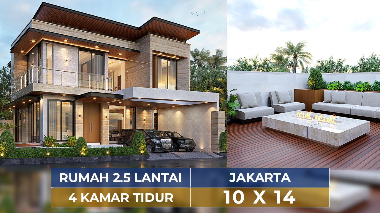 Video 3D Desain Rumah Modern 2.5 Lantai Bapak FLX 1429 - Jakarta