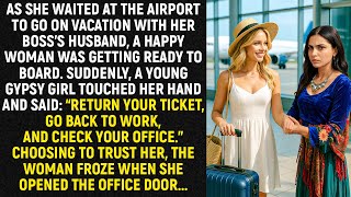 As she waited at the airport to go on vacation with her boss’s husband, a happy woman was getting...