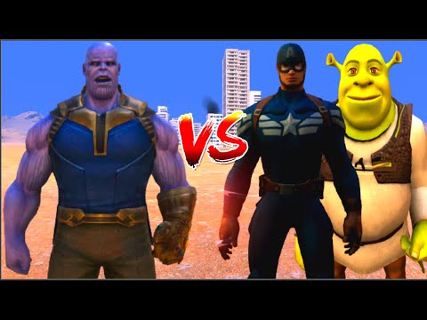 100 Thanos vs 1000 Captain america and 1000 SHREK (Marvel vs Marvel)