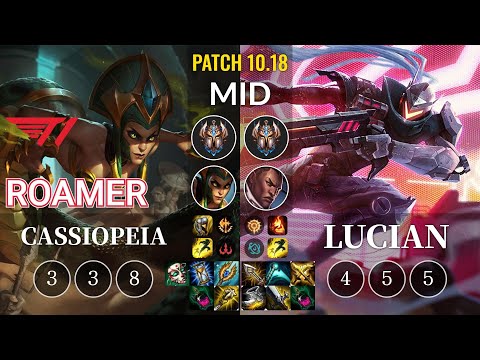 T1 Roamer Cassiopeia vs Lucian Mid - KR Patch 10.18