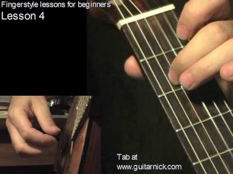 Fingerstyle guitar lesson 4 + TAB, learn to play acoustic guitar, easy for beginners