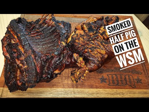 Smoked Half Pig on the WSM