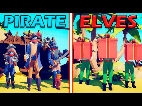 MEGA PIRATE TEAM vs PRESENT ELF TEAM - Totally Accurate Battle Simulator | TABS