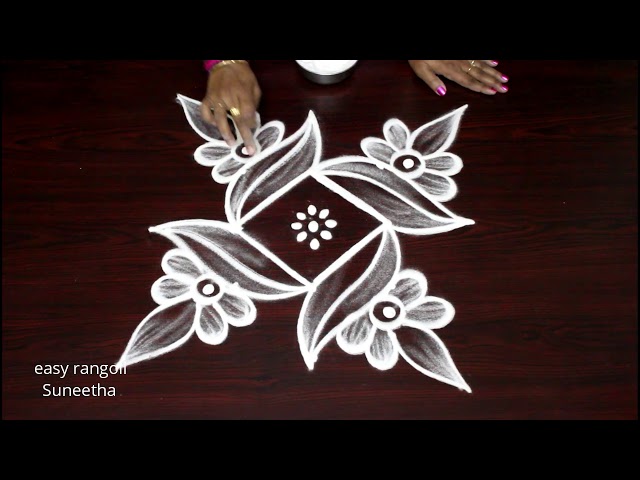 Peacock theme rangoli design muggulu for beginners by Suneetha