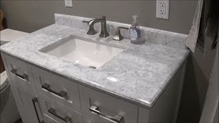 Review of Menards OVE White Malibu Vanity and Carrara Marble Vanity Top MALI42-G61EN 6056510