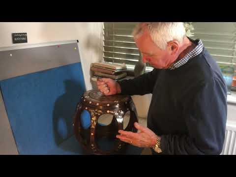 1920s Chinese Solid Rosewood Mother Of Pearl Inlaid End table.