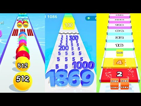 Ball Run 2048 vs Jelly Run 2048 vs Number Master 2048 | Epic Merge Race Gameplay