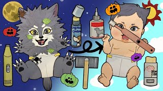 【paperdiy】【making】狼赤ちゃんのお世話🐺👶🏻🌝#making