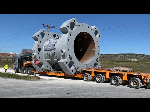 Transporting Huge Metal Pipes - Fasoulas Heavy Transports