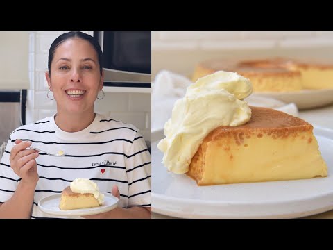 Flan casero con dulce de leche y crema, opción sin caramelo