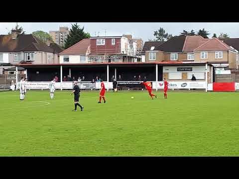 Kurtis Cumberbatch scoring the winner in Harrow Boro's 3-2 victory over Burgess Hill