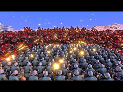 200 German machine guns vs 20,000 Spartans - Ultimate Epic Battle Simulator UEBS 4K