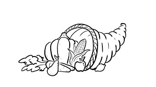 How to Draw a Simple Cornucopia | Step-by-Step Lesson