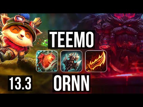 TEEMO vs ORNN (TOP) | 4.5M mastery, Rank 5 Teemo, 1600+ games | EUW Grandmaster | 13.3