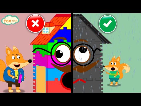 The Fox Family and friends buld lego giant rainbow playhouse - cartoon for kids #937