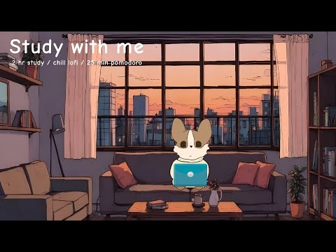 2-hr study with me 📚| Late afternoon study 🌅| 25 min pomodoro