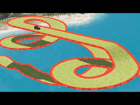 Impossible Loop Double Spiral Bridge Crossing Cars Vs Deep Water -  BeamNG.Drive