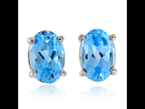 Cercei Aur Alb 14 k Stud Topaze Naturale - Stralucire si Delicatete