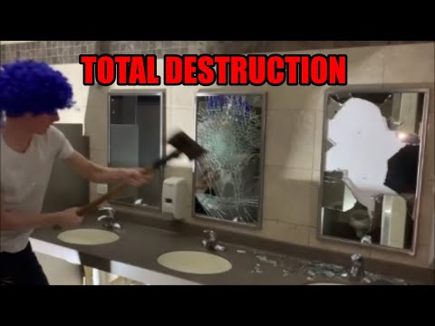 COMPLETELY DESTROYING A FANCY BATHROOM! WE SMASHED EVERYTHING!!!