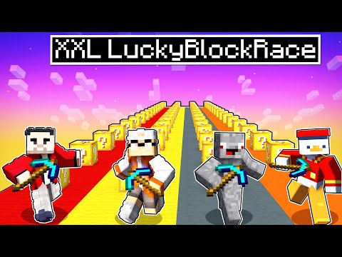 Insane XXL Lucky Block Race vs Pro Gamers 😱