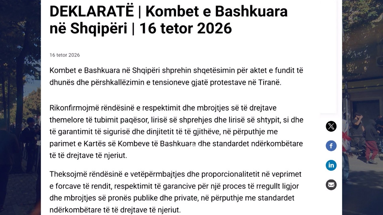 OKB reagon për situatën në Shqipëri/Thirrje për përmbajtje, dialog dhe ndalimin e dhunës