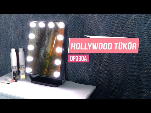 Hollywood tükör, sminkes tükör fekete 12x3W (DP330A) - Videó