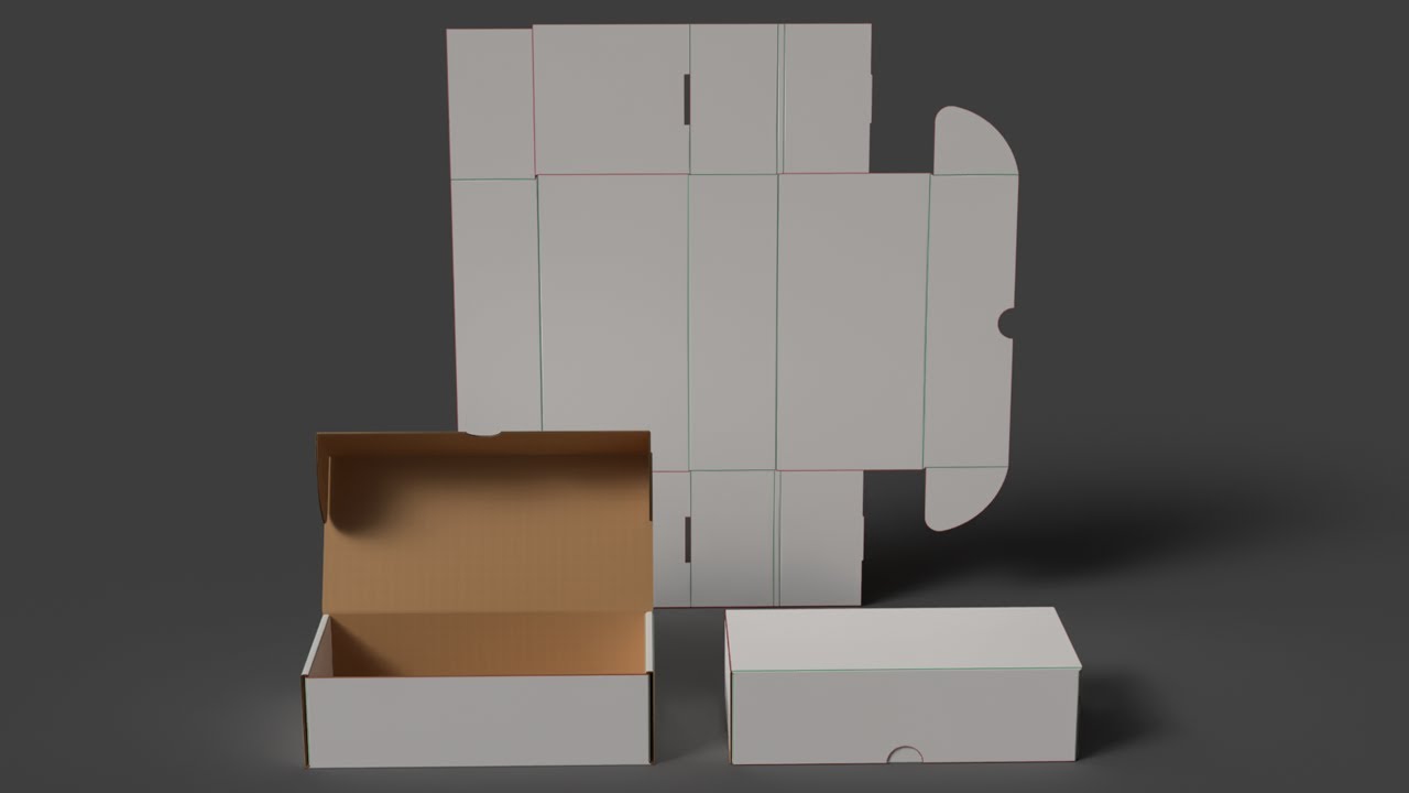 Self-assembling tray with a lid made of micro-corrugated cardboard 3D Model