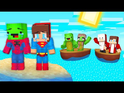 Baby Mikey Spiderman and JJ Superman Are ALL Alone in This Island in Minecraft !