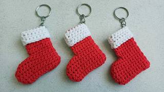Crochet Christmas Stocking Keychain | Easy & Cute Holiday Gift Idea! 🎄