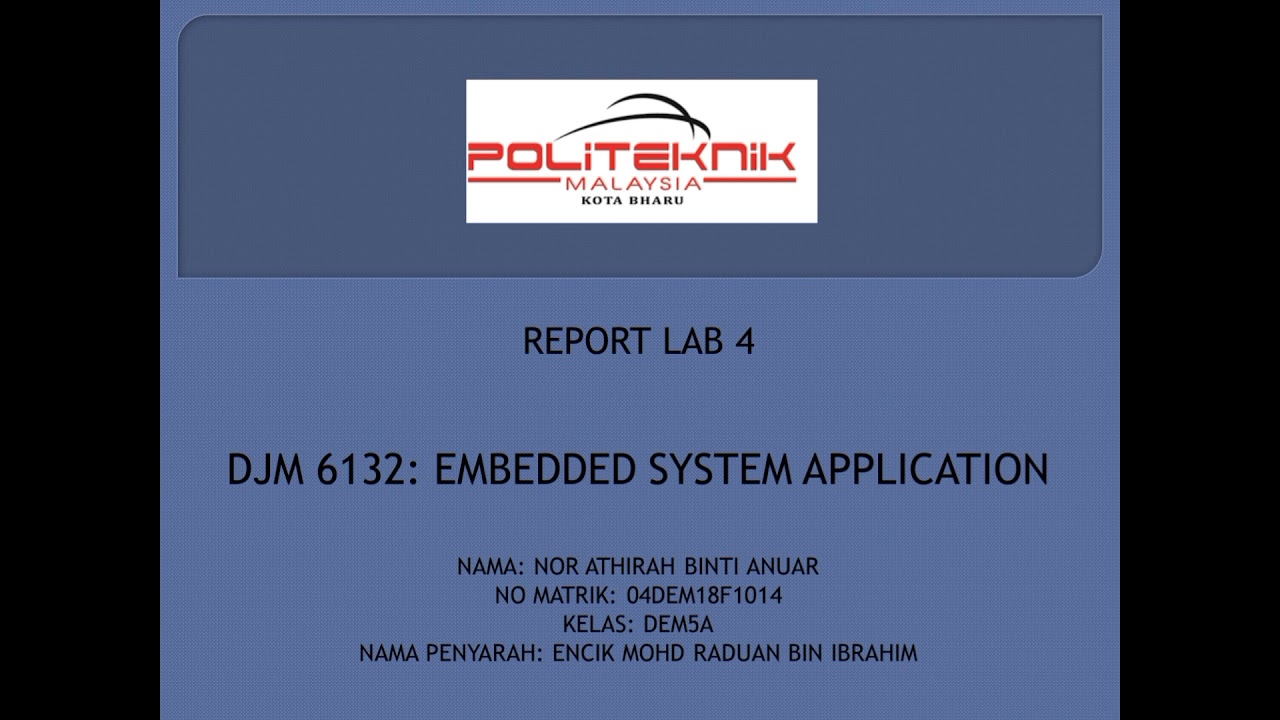 Lab 4 EMBEDDED SYSTEMS APPLICATION