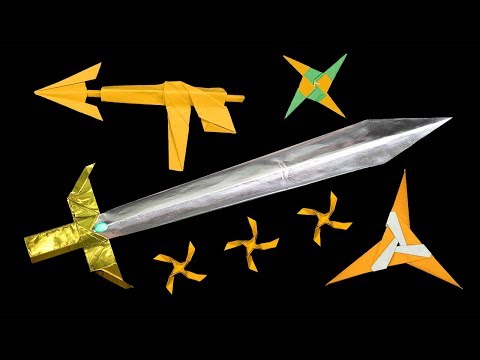 05 Easy Origami Ninja Star/Sword/Knife/gun - How to make