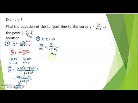 13th video: MAT183 - Equation of a Tangent Line to a Curve - Example 2