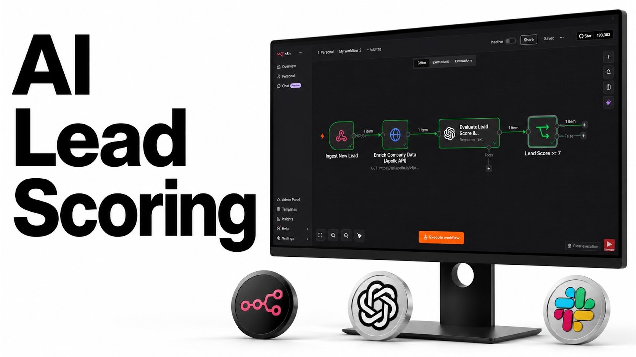 AI lead scoring pipeline in n8n with Apollo, OpenAI and Slack, video thumbnail