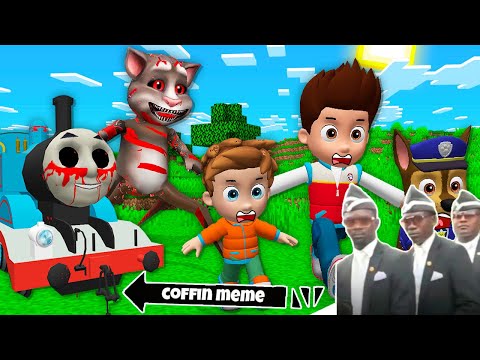 This is Real Spider Talking TOM.EXE and THOMAS.EXE vs PAW PATROL in Minecraft - Coffin Meme