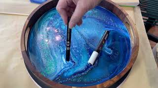 Resin Dirty Pour Embellished with Paint Pens